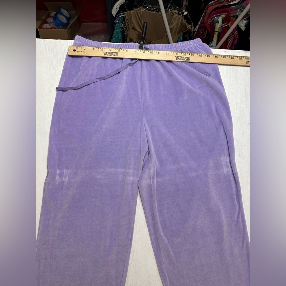 Vintage Oscar de la Renta Lavender Lounge Pajama Set L 2pc Top Pants Y2K Soft - Picture 3 of 11